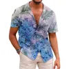 Мужские рубашки Mens красивые с рукавом мужская модная тенденция отворота с печеночной рубашкой с короткими рукавами летние топы