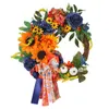 Decoratieve bloemen blauwe zonnebloem krans deur hangende simulatie rattan ring val druppel