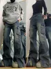 Jeans pour femmes Punk Mode Streetwear Zippers Poches Y2k Pantalon Taille Haute Lâche Large Jambe Femmes 2023 Printemps Harajuku Grunge Pantalon 230506