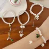 Blad bloem parelarmband elastische kettingbunge voor vrouwen meisje elegante eenvoudige sieraden geschenken feest bruiloft dagelijks leven accessorie
