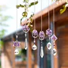 Trädgårdsdekorationer H D Rainbow Maker Crystal Tree of Life Suncatcher Healing Hanging Chakra Glass Pendant Decor for Home Window Car 6PCS 230506