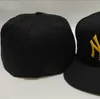 Ready Stock Vente en gros de haute qualité pour hommes New York Sport Team Casquette ajustée LA NY Flat Brim on Field Chapeaux Full Closed Design Taille 7- Taille 8 Ajusté Baseball Gorra Casquette A5