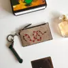 Designer-Kartenhalter mit bedrucktem Muster für Herren, Reisepasshüllen, Brieftasche, Leder, Kredit-Visitenkartenetui mit Metall-Schlüsselanhänger, Damen