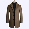 Men's Trench Coats Men Wool Blends Autumn Winter Solid Color High Quality Men's Luxurious Coat Male