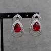 Studörhängen y.ying Clear Cubic Zirconia Pave Teardrop Red Seting Women Party Jewelry