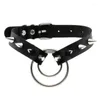 Choker Decopunk Rivet Spike kraag ketting Egirl vrouwen emo punk goth sieraden dubbele cirkel hanger gotische accessoires