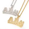 Colares pendentes Hip Hop Men Gold Silver Color Inclay Zircão ABM Colar alfabeto Wild Crystal simples Miami para