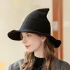Berets 70 -talets höst- och vinter Halloween -hatt pekade toppfast färg Funny Big Brim Sticked French Set
