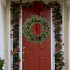 装飾的な花ベリーバッテリー操作人工クリスマスリース温かい季節のドア
