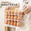 Organization Refrigerator Egg Holder 3Layer Flip Fridge Door Egg Storage Rack Tray Container Space Saver Egg Organizer Box Shelf for Kitchen