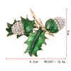 Brooches Rhinestone Pine Nuts Enamel Green Leaf Men Women Alloy Plant Weddings Banquet Party Clothing Suit Jewelry Accesories