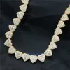 Роскошь полностью заклинал ожерелье 13 мм 18 "20" 22 "24" VVS Baguette Diamond Moissanite Heart Cubane Chain