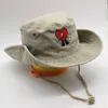 Chapeaux à large bord coton brodé Bad Bunny pêcheur chapeaux Un Verano Sin Ti coeur seau chapeau femme été pliable chapeau de soleil homme chapeau de plage J230503