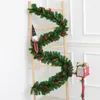 Dekoracje świąteczne Akcesoria do dekoracji domowej 2.7m rattan z bawełnianą czerwono -czerwone ozdoby owocowe LED LED DIY Prezent