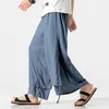 Men's Pants Chinese Traditional Martial Arts Men's Linen Oriental Style Trousers Summer Irregular Women's Wide Leg