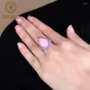 Cluster Rings Gem's Ballet Natural Pink Chalcedony Gemstone Ring 925 Sterling Silver Vintage Elegant Cocktail for Women Fine Jewelry