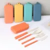 Creative Wheat Straw Folding Cutlery Set Removable Knife Fork Spoon Chopsticks Portable Picnic Tool Travel kit