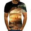 T-shirts pour hommes 2023 été impression 3D T-Shirt pour hommes décontracté à manches courtes col rond mode Galaxy Star Print Top