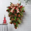 Fleurs décoratives ornement de noël guirlande de butin cône de pin support de porte larme année décoration murale suspendue