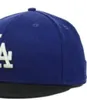 Ready Stock Wholesale en gros de haute qualité masculine Los Angeles Sport Team Fitted Cap La Flat Brim sur les chapeaux de terrain Full Fermed Design Taille 7- Taille 8 Baseball ajusté Gorra Casquette A0