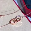 Moda Classic Design Pingente Love Colar de Tampa de Parafuso Para Homens Mulheres Double Loop Ring Completo CZ Two Linhas Diamante Pingente Jóias Collares Collier Octogonal