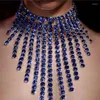 Correntes Moda Mulheres nobres brilhantes colar de shiny colar de casamento premium de casamento púrpura de cristal com tassel de cristal de várias camadas acessórios
