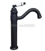 Kitchen Faucets Black Oil Antique Brass Sink Faucet Washbasin Ceramic Lever Cold & Water Mixer Bathroom Taps Deck Mounted