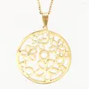 Pendant Necklaces Simsimi Women Jewelry Flower Choker Necklace Golden Color Rhinestone Stainless Steel Summer Round Gift