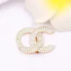 Fashion Brand Designer Letter Brooches Crystal Pearl Women Brooch Suit 18K Gold Plated Pin Wedding Party Jewelry Accessories Gifts