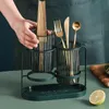 Organization Light Luxury Wrought Iron Utensils Holder Spoons Forks Knifes Chopsticks Organizer Dish Drying Rack Kitchen Flatware Storage