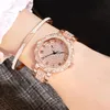 Wristwatches Gold Tricolor Quartz Watch Fashion Casual Set Steel Band Gypsophila Ladies Watches Rome Luxury Drop A3554