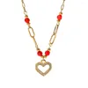 Pendanthalsband Uworld 18K Gold OpenWork Diamond Micro-Set Heart Necklace 2023 Fashion Charm Handgjorda smycken Kvinnor