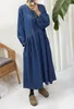 Robes décontractées Lazy Oaf Loose Denim Maxi Robe O-Cou À Manches Longues Une Ligne Vintage Printemps 2023 Coréen Robe De Mujer Grande Fat Sukienka