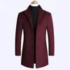 Men's Trench Coats Men Wool Blends Autumn Winter Solid Color High Quality Men's Luxurious Coat Male
