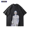 Мужские футболки винтажная футболка мужская уличная одежда Hip Hop Portrait Robot Graphics Print Периодисная футболка Harajuku Summer Cotton Compared Tshirt 230506