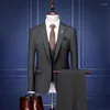 Men's Suits Icool Korean-style Slim-fit Men's Casual Business Formal Suit Set (Suit Pant)With Single Buttons Bridegroom Bridesmaid Dress