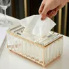 Organisation Style Européen Crystal Strip Transparent Paper Boîte de serviette de bureau Boîte de rangement de serviette de serviette à la maison