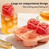 Stampi per cubetti di ghiaccio in silicone rosa con coperchio Forma di fiore di rosa 3D Riutilizzabile Vassoio per cubetti di ghiaccio Utensile per gelato Accessori da cucina