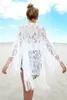 Sarongs Sexy 2023 Women Solid Long Sleeve Fashion Bathing Suit Tassel Bikini Cover Up Lace Beach Short Dress Beachwear