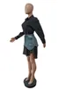Dwuczęściowa sukienka 2023 Spring Dżinsy Spódnica Sukienka 2 -częściowa pasujące zestawy Kobiety Zaramieniu kołnierza Pełne rękawy Długie koszule Tassel Dżinsowa spódnica J230506