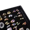 Schmuckbeutel Samt 100 Fächer Ring Ohrringe Display Box Vitrine Aufbewahrungskoffer Halter Tablett Organizer Boxen mit Deckel