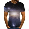 T-shirts pour hommes 2023 été impression 3D T-Shirt pour hommes décontracté à manches courtes col rond mode Galaxy Star Print Top