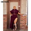 فستان من قطعتين CMYAYA Street Basic Women's Gress مجموعة من القمم المغطاة بالغطاء وبدلة تنانير Maxi عالية الجانبية مطابقة للقطعة من قطعتين J230506