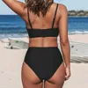 Maillots de bain pour femmes Sexy Twist Tank taille haute Bikini ensembles femmes maillots de bain maillot de bain 2023 solide rouge col en v Bikinis maillots de bain Biquinis