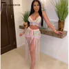 Robe Deux Pièces ANJAMANOR Sexy Crochet Gland Deux Pièces Jupe Ensemble Robe De Plage Costume D'été Tenue Femmes 2023 2 Pièces Ensembles Assortis D48EG26 J230506