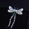 Dangle Earrings CIZEVA Drop For Women Cute Little Dragonfly Tassel Earring Green Zircon Engagement Wedding Jewelry