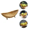 Geschirr-Sets Rattan-Obsttabletts Geflochtene Brotkörbe Süßigkeitenkorb Veggie Flat Wicker Tablett Servieren