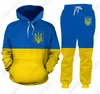 Nya män/kvinnor Ukraina flagga roliga 3D -tryck modespår Hip Hop Pants + Hoodies Tracksuit Set RA036