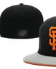 Pronto Stock Wholesale de alta qualidade San Diego Sport Team equipado Caps SF Brim plana em chapéus de campo Tamanho completo do design fechado 7- Tamanho 8 de beisebol ajustado Gorra Casquette A0