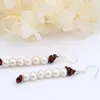 Boucles d'oreilles pendantes solide 925 crochet en argent simple concepteur fil de cuir véritable perle ronde naturelle d'eau douce à la main longue boucle d'oreille